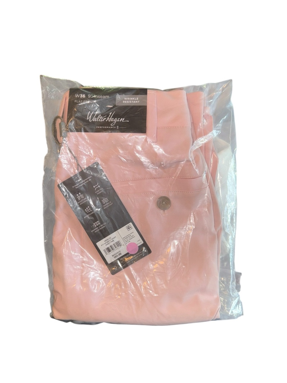 NWT Walter Hagen Performance II Golf Shorts - Men's W36 - Sweet Pink 9" Inseam
